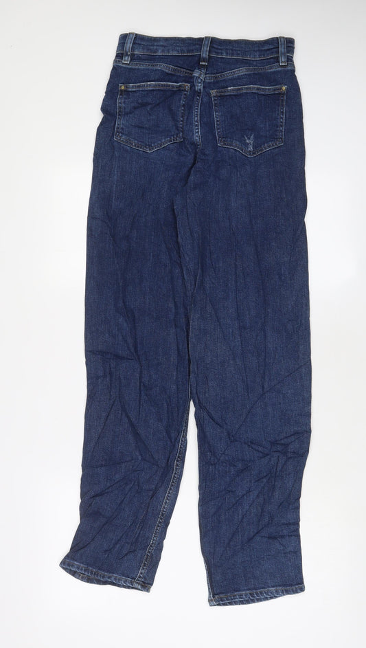 Marks and Spencer Womens Blue Cotton Boyfriend Jeans Size 6 L30 in Regular Zip