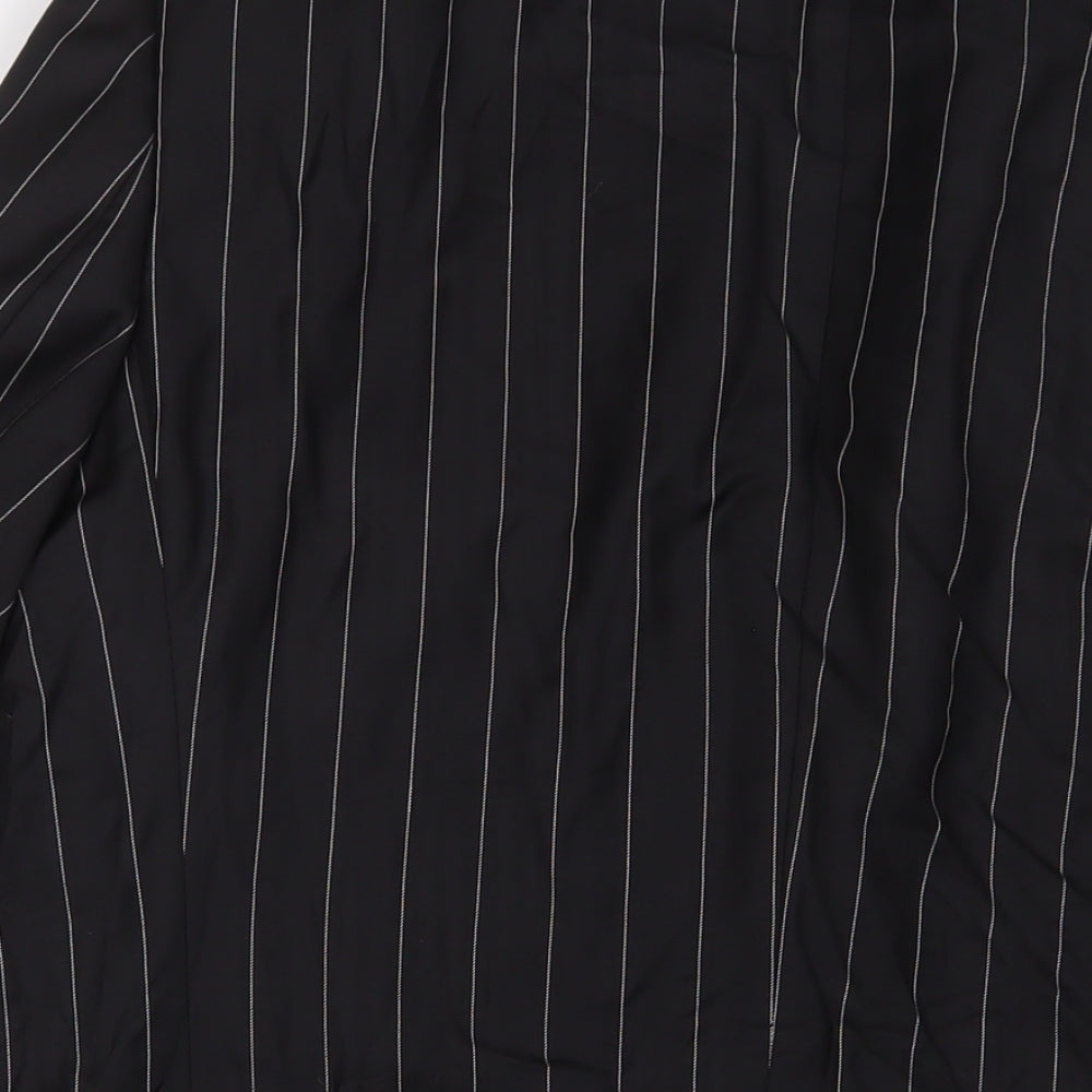 Lambretta Mens Black Striped Wool Jacket Suit Jacket Size 42 Regular