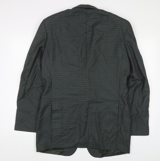 Marks and Spencer Mens Green Plaid Wool Jacket Suit Jacket Size 40 Regular