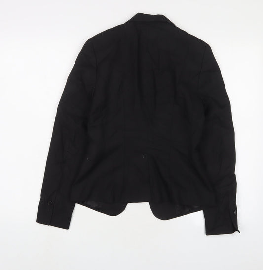H&M Womens Black Jacket Blazer Size 8 Button