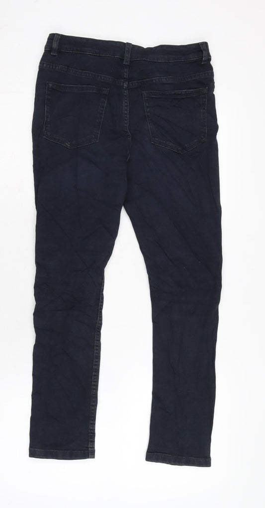 Marks and Spencer Girls Blue Cotton Tapered Jeans Size 11-12 Years L24 in Regular Zip