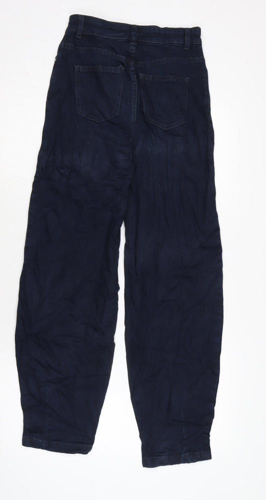 Marks and Spencer Womens Blue Cotton Blend Tapered Jeans Size 6 L29 in Slim Zip
