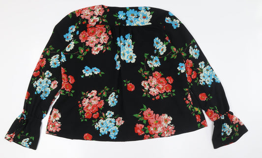 ASOS Womens Multicoloured Floral Polyester Basic Button-Up Size 12 V-Neck