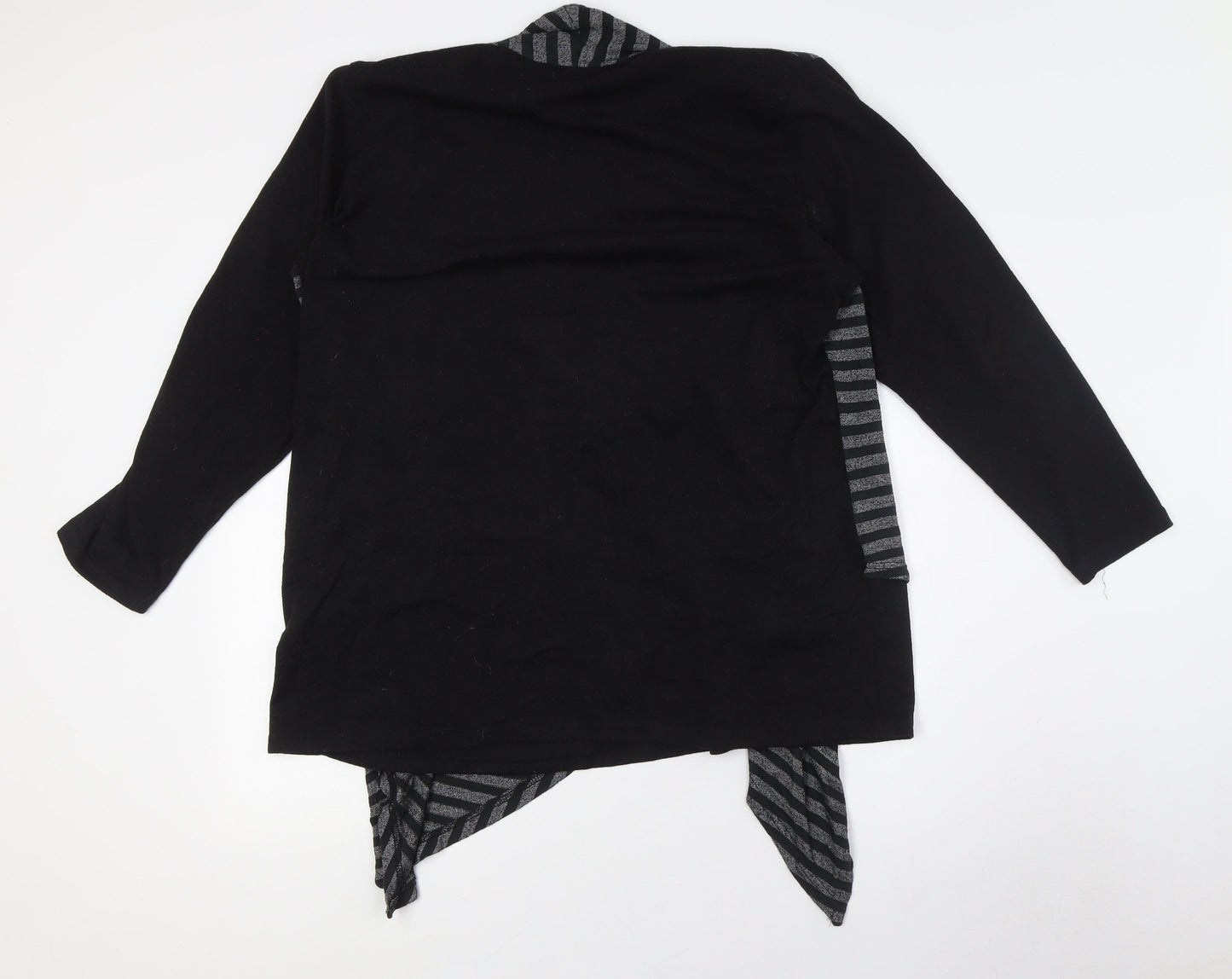 Klass Womens Black Striped Polyester Basic Button-Up Size 2XL Round Neck