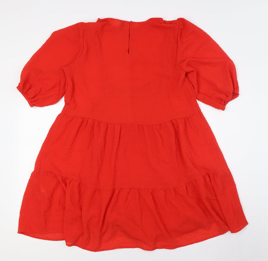 Divided by H&M Womens Red Polyester A-Line Size S Round Neck