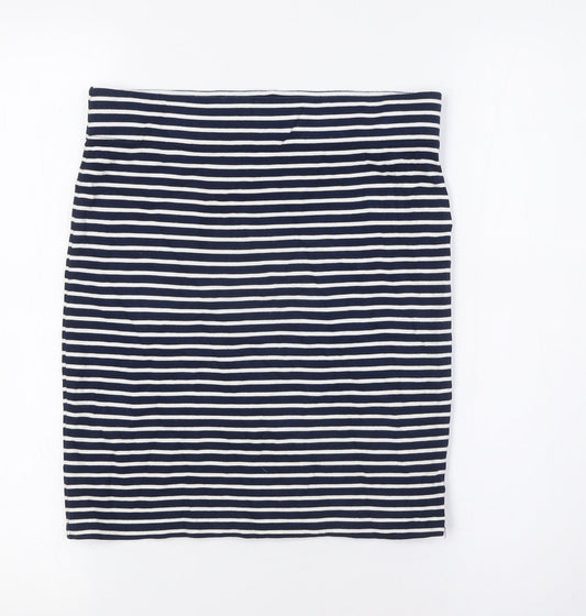Jack Wills Womens Blue Striped Viscose A-Line Skirt Size 10