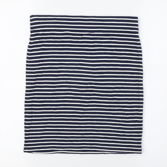 Jack Wills Womens Blue Striped Viscose A-Line Skirt Size 10