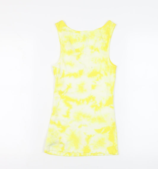 Gap Womens Yellow Cotton Basic Tank Size S Round Neck - Tie Dye