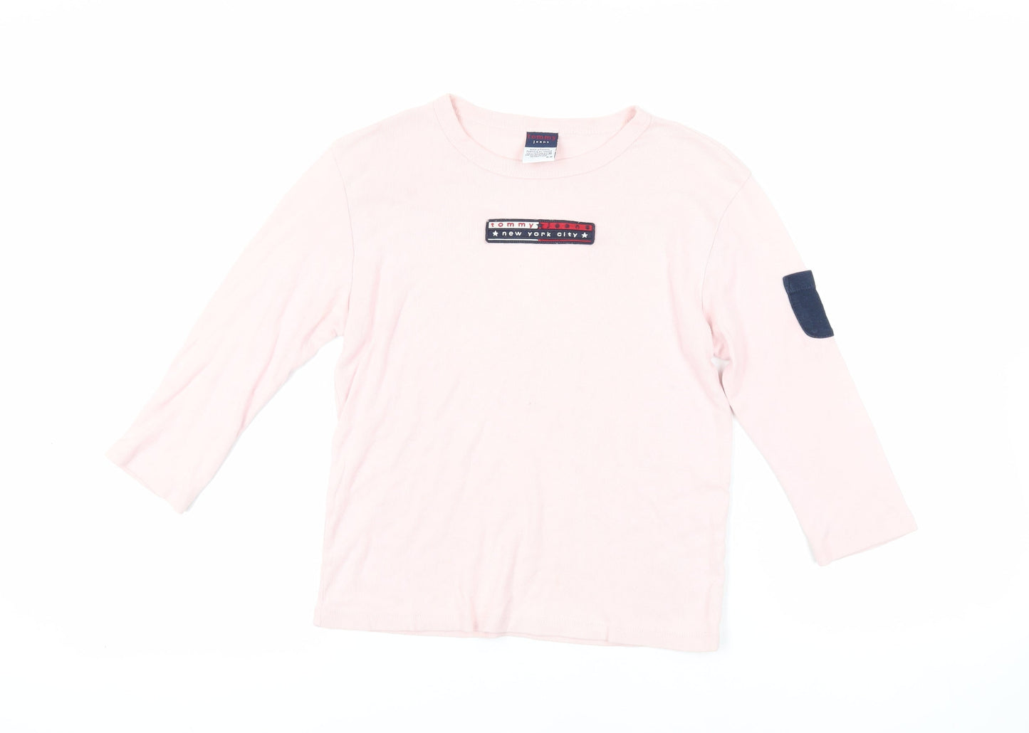 Tommy Jeans Womens Pink Cotton Basic T-Shirt Size M Crew Neck - Logo