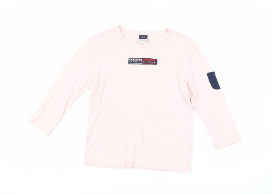 Tommy Jeans Womens Pink Cotton Basic T-Shirt Size M Crew Neck - Logo