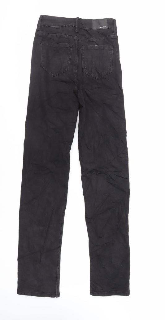 Marks and Spencer Womens Black Cotton Straight Jeans Size 6 L31 in Regular Zip