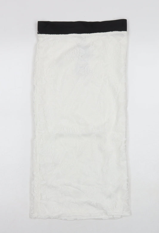 Love Womens White Polyester A-Line Skirt Size 8