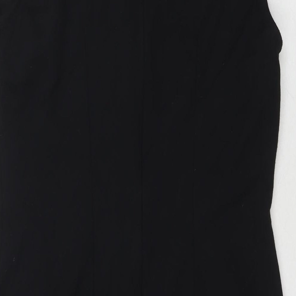 Marks and Spencer Womens Black Polyester A-Line Size 12 Round Neck Zip