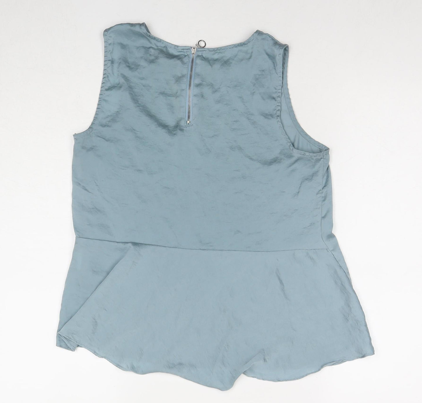Pull&Bear Womens Blue Polyester Basic Tank Size M Round Neck