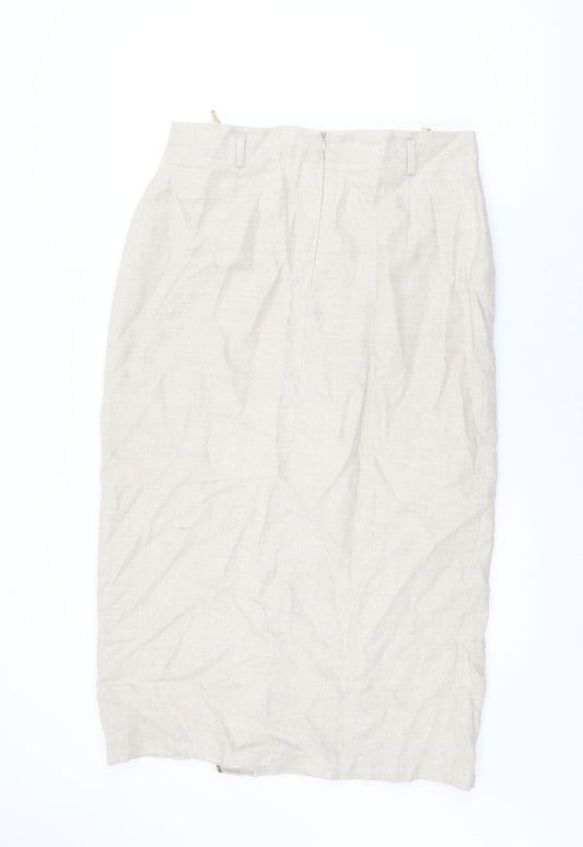 Lakeland Womens Beige Viscose Wrap Skirt Size 16 Zip