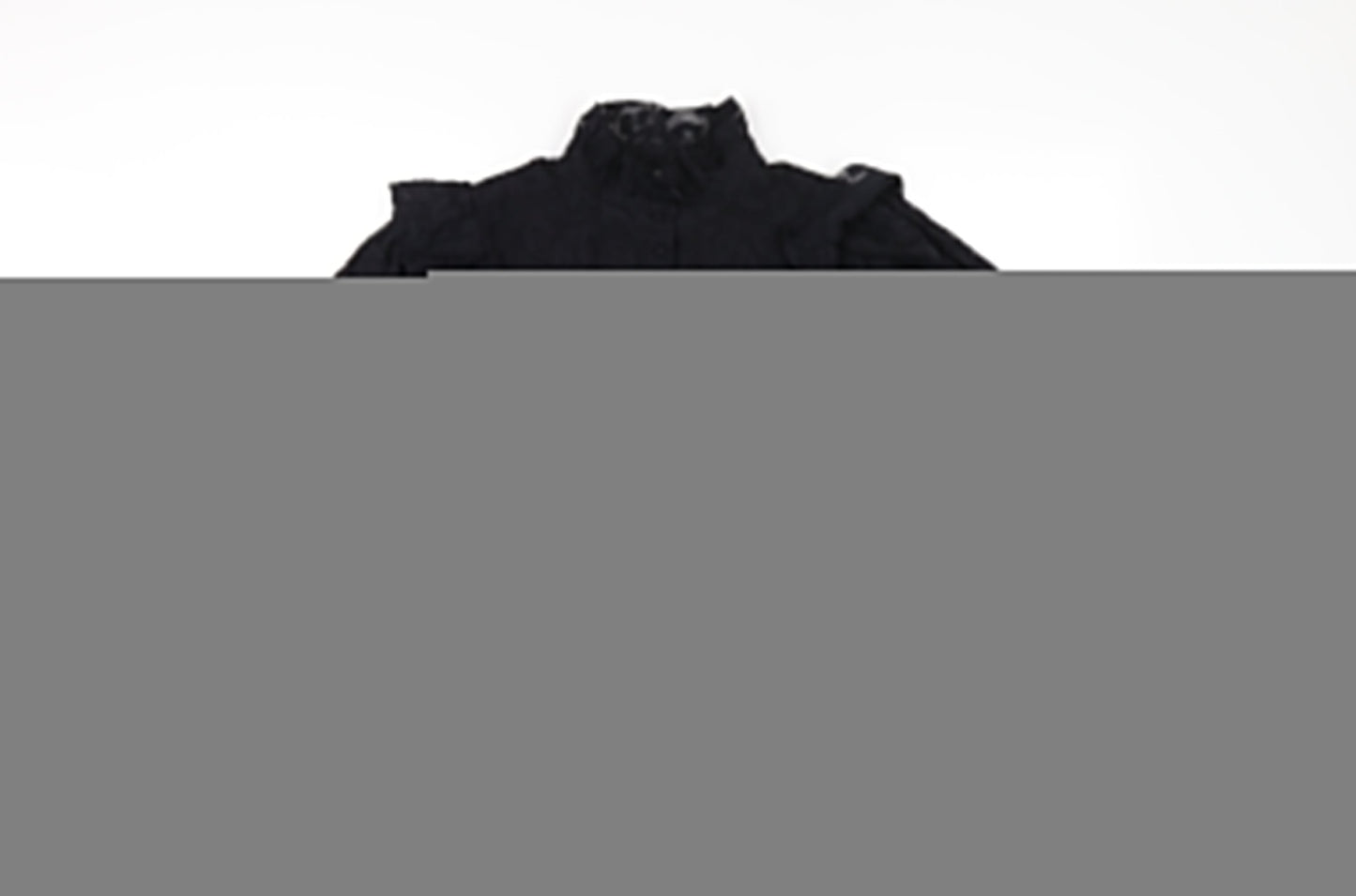 Pulz Womens Black Polyester Basic Button-Up Size L Round Neck