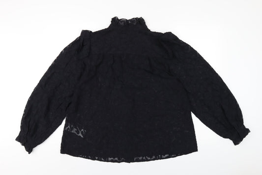 Womens UK Size L Pulz Black Polyester Button-Up
