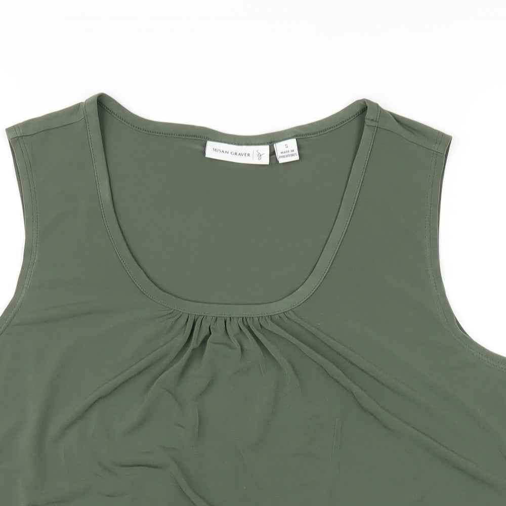 Susan Graver Womens Green Polyester Basic Tank Size S Scoop Neck