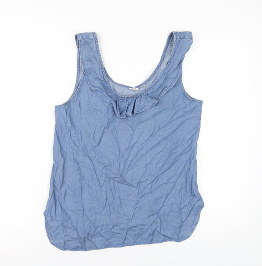 Gap Womens Blue Lyocell Basic Tank Size S Scoop Neck