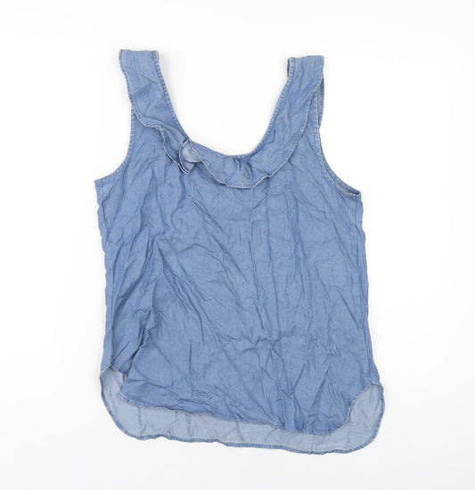 Gap Womens Blue Lyocell Basic Tank Size S Scoop Neck