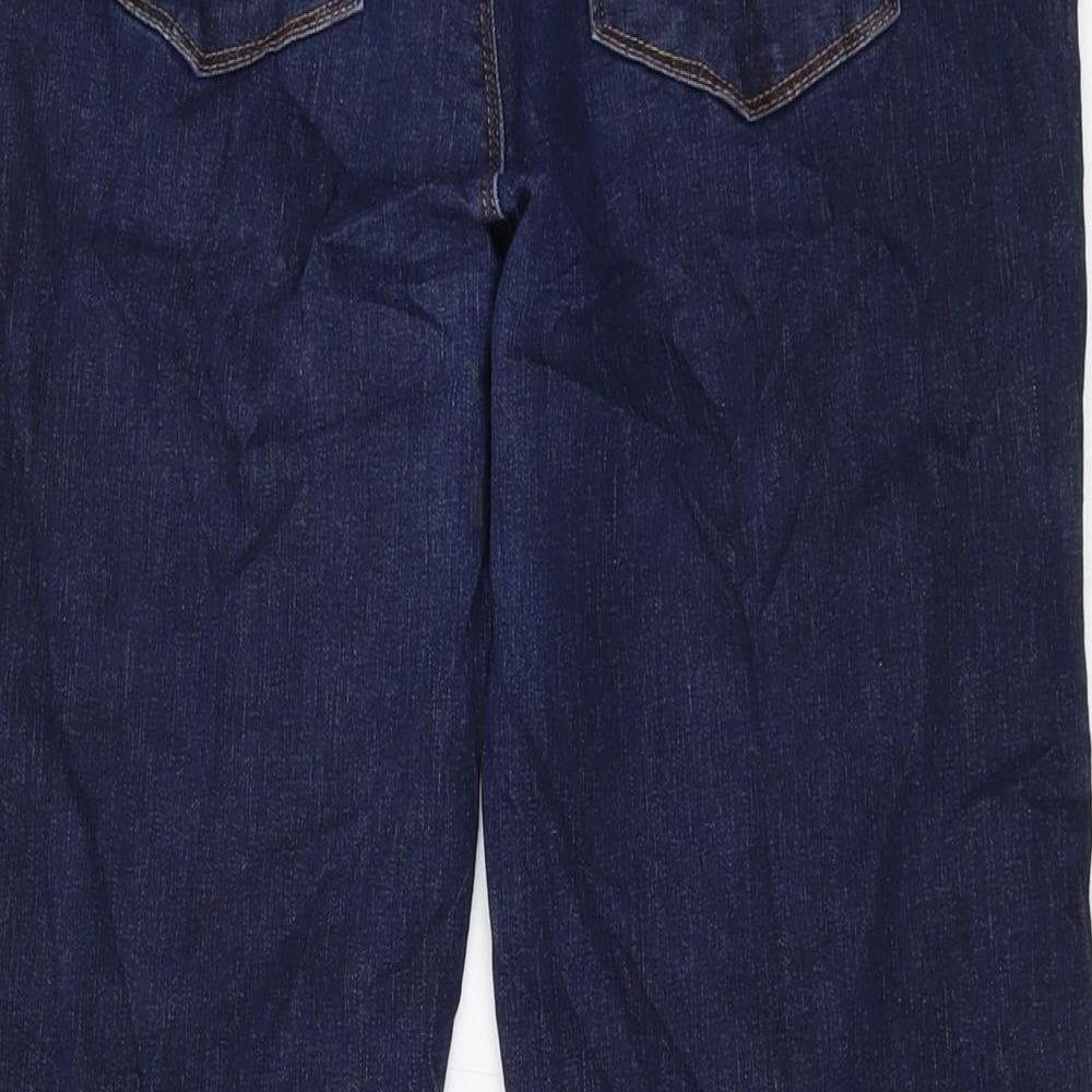 Marks and Spencer Womens Blue Cotton Straight Jeans Size 32 in L27 in Regular Button