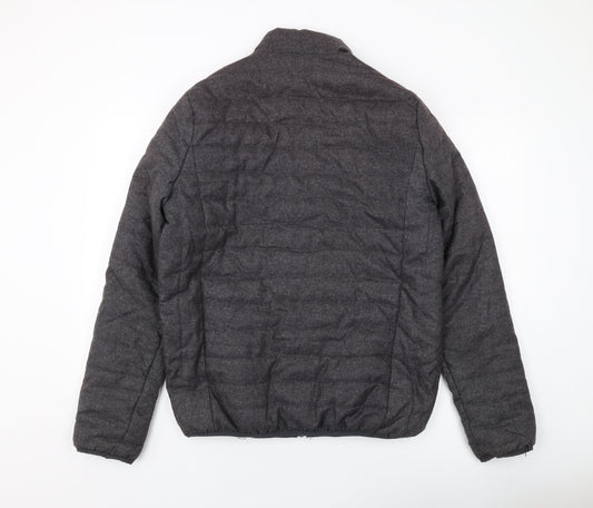 Brave Soul Mens Grey Puffer Jacket Jacket Size M Zip