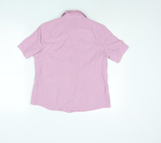 EWM Womens Pink Polyester Basic Blouse Size 12 Collared - Embroidered Detail