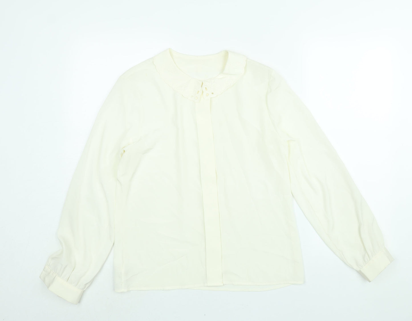 St Michael Womens Ivory Polyester Basic Blouse Size 10 Collared