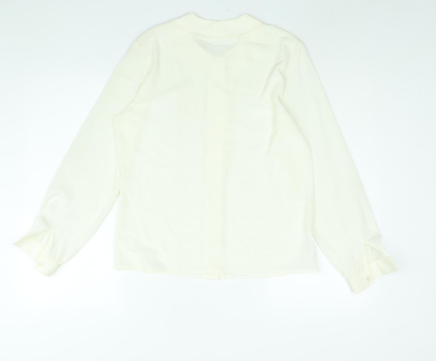 St Michael Womens Ivory Polyester Basic Blouse Size 10 Collared