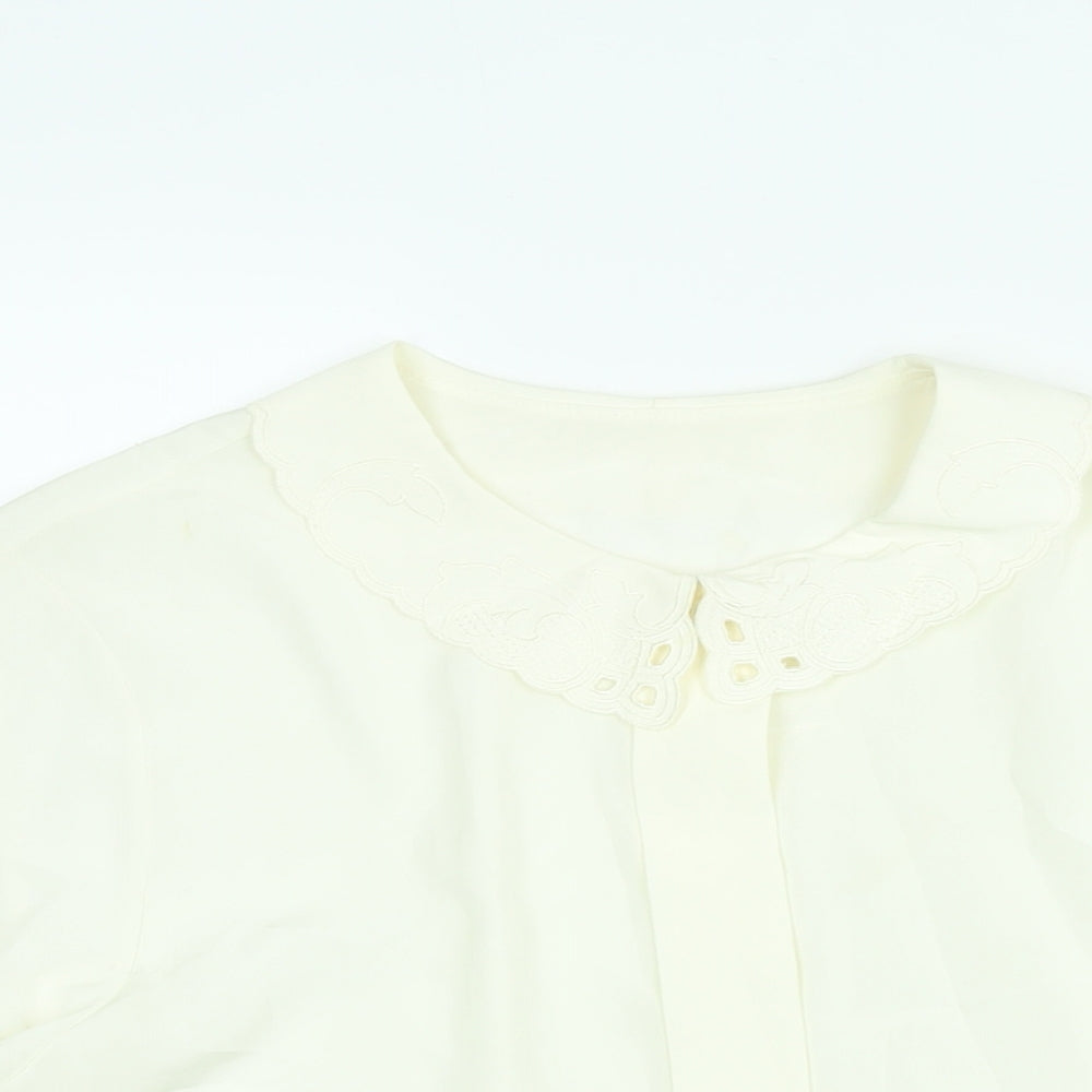 St Michael Womens Ivory Polyester Basic Blouse Size 10 Collared