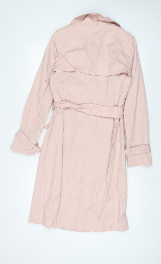 Marks and Spencer Womens Pink Overcoat Coat Size 6 Button - Belted