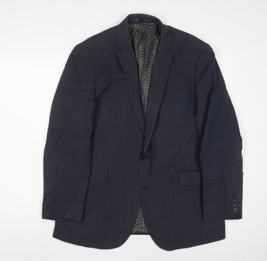 Racing Green Mens Blue Polyester Jacket Suit Jacket Size 44 Regular