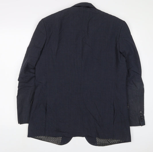 Racing Green Mens Blue Polyester Jacket Suit Jacket Size 44 Regular