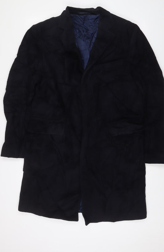 Marks & Spencer Mens Blue Overcoat Coat Size M Button