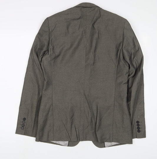 Topman Mens Grey Polyester Jacket Suit Jacket Size 38 Regular