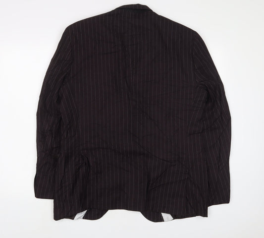 EDGERS Mens Brown Striped Polyester Jacket Suit Jacket Size 38 Regular
