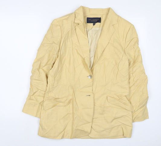 Paul Costelloe Womens Yellow Jacket Blazer Size 14 Button