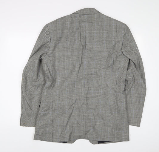St Michael Mens Grey Plaid Wool Jacket Suit Jacket Size 40 Regular