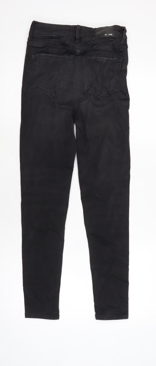 Marks and Spencer Womens Grey Cotton Blend Skinny Jeans Size 6 L25.5 in Regular Zip