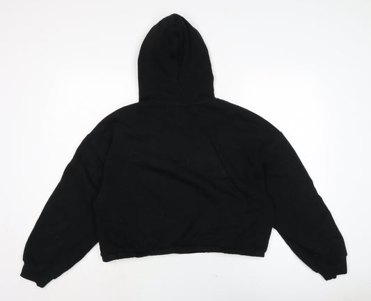 Fluid Womens Black Cotton Pullover Hoodie Size 14