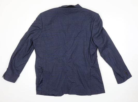 M&S Mens Blue Houndstooth Polyester Jacket Suit Jacket Size 44 Regular