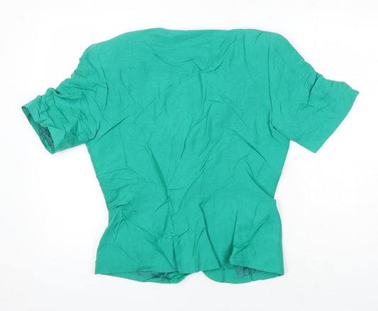 Womens UK Size 12 Paul Costelloe Green Linen Blouse