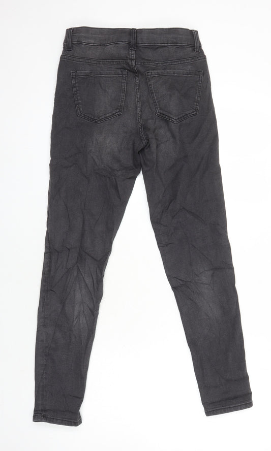 M&S Womens Grey Cotton Skinny Jeans Size 8 L27 in Regular