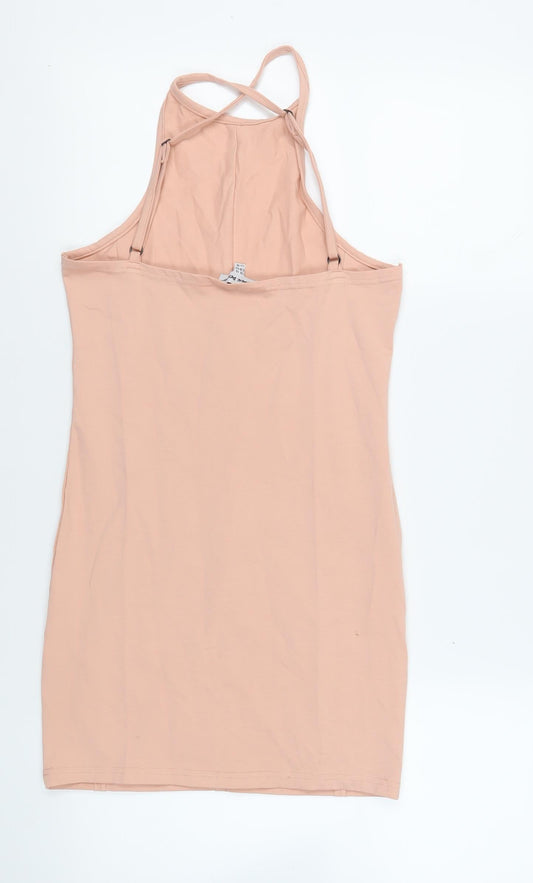 Public Desire Womens Pink Cotton Mini Size 14 Halter Pullover - Backless