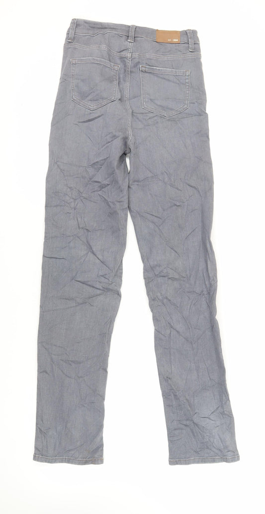 Marks and Spencer Womens Grey Cotton Straight Jeans Size 8 L32 in Regular Zip