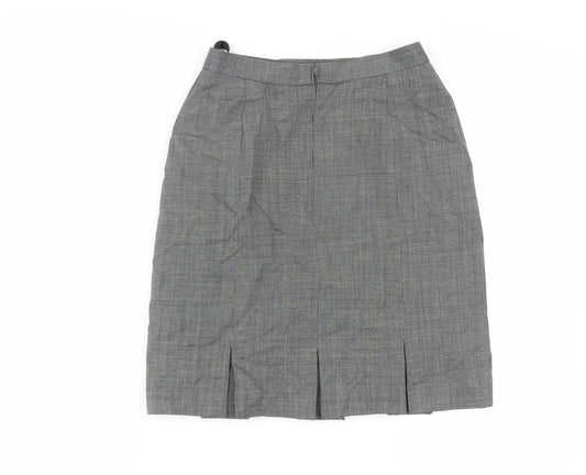 St Michael Womens Grey Wool Straight & Pencil Skirt Size 12 Zip - Vintage