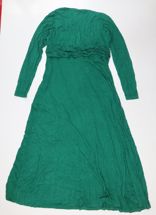 Look For The Stars Womens Green Polyester A-Line Size 18 V-Neck