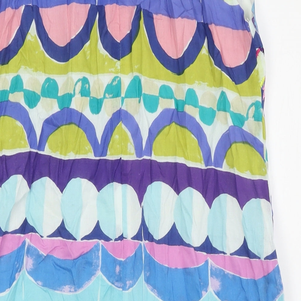 Derhy Womens Multicoloured Cotton Pencil Dress Size M Round Neck Zip