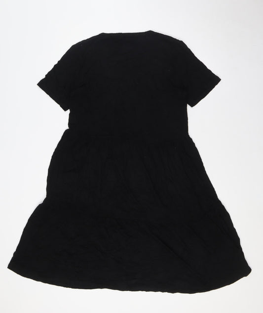 Select Womens Black Polyester A-Line Size 16 Round Neck