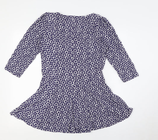 Marks and Spencer Womens Blue Viscose A-Line Size 12 Round Neck - Stars